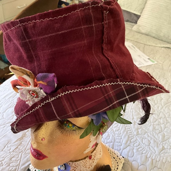 Maroon Corduroy Hemingway Bucket Top Hat Handmade Medium Large